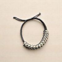 Pulsera Acero - Argollas y Cinta Negra