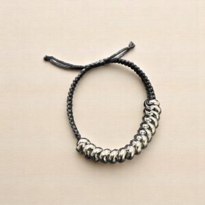 Pulsera Acero - Argollas y Cinta Negra