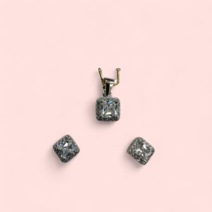 Conjunto Plata Italiana c/Cubic - Aros + Dije