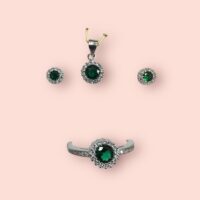 Conjunto Dije + Aros + Anillos - Plata Italiana c/Cubic