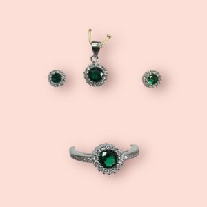 Conjunto Dije + Aros + Anillos - Plata Italiana c/Cubic