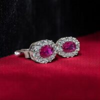 Aros Ovalo - Plata 925 y Cubic Rosa y Blanco