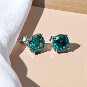 Aros Cubic Verde Agua - Plata 925