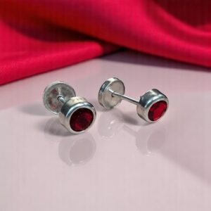 Aros Redondos Cubic Rojos - Plata 925