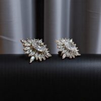 Aros Ovalado Floral - Plata 925 y Cubic Blanco