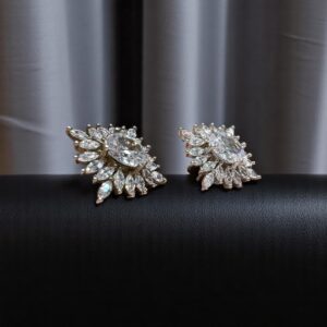 Aros Ovalado Floral - Plata 925 y Cubic Blanco