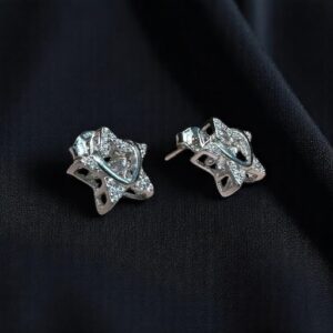 Aros Estrella - Plata 925 y Cubic Blanco