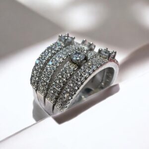 Anillo Plata 25 y Cubic Blanco