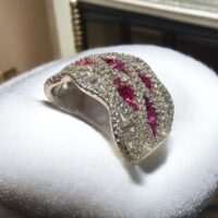 Anillo c/ Cubic Rosa y Blanco - Plata 925