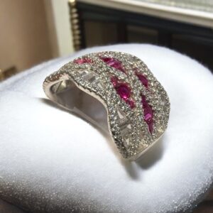 Anillo c/ Cubic Rosa y Blanco - Plata 925