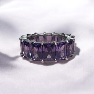 Anillo Amatista Radiante - Plata 925 y Cubic