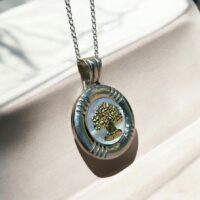 Dije Medallón de Árbol - Plata 925 y Oro 18K