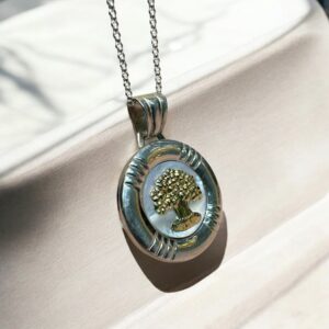 Dije Medallón de Árbol - Plata 925 y Oro 18K
