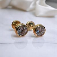 Aros Abridores Redondo c/Cubic Blanco - Oro 18K