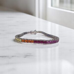 Pulsera Plata Italiana - Cubic Multicolor