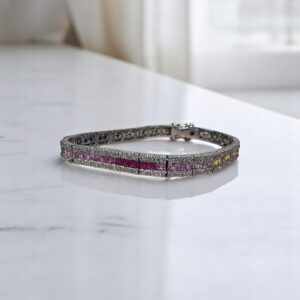 Pulsera Plata Italiana - Cubic Multicolor