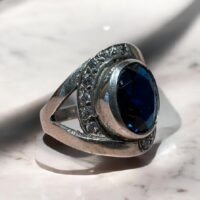 Anillo c/ Piedra Cubic Azul - Plata 925