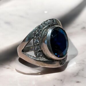 Anillo c/ Piedra Cubic Azul - Plata 925