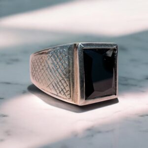 Anillo c/ Piedra Cubic Negro - Plata 925