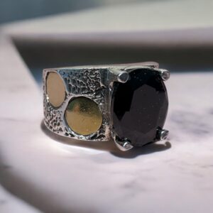 Anillo c/ Piedra Cubic Negro - Plata 925