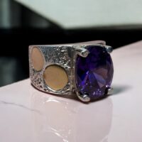 Anillo c/ Piedra Cubic Lila - Plata 925
