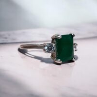 Anillo c/Piedra Cubic Verde - Plata 925