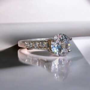 Anillo Cintillo c/Piedra Cubic Blanca - Plata 925