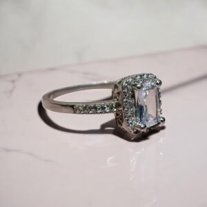 Anillo Cintillo c/Piedra Cubic Blanca - Plata 925