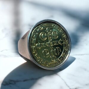 Anillo San Benito Grande - Plata 25 y Oro 18K