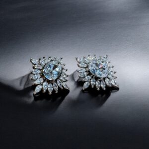 Aros Ovalado Floral - Plata 925 y Cubic Blanco