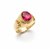 Anillo Sello Piedra Roja - Oro 18K