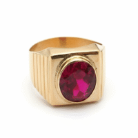 Anillo Sello Escalonado Piedra Ovalada - Oro 18K