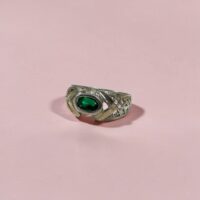 Anillo Oval Verde - Plata y Oro