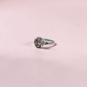 Anillo Solitario Rosa - Plata 925