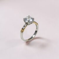 Anillo Solitario - Plata y Oro