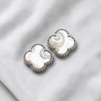 Aros Trébol Blancos Grande - Plata 925