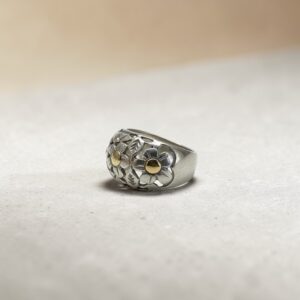 Anillo Flor - Plata y Oro
