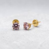 Aros Piedra Rosa - Oro 18K