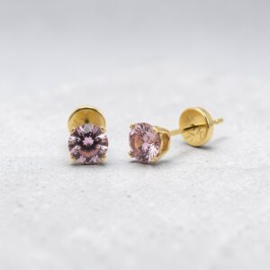 Aros Piedra Rosa - Oro 18K