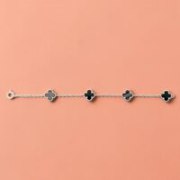 Pulsera 4 Tréboles Negros – Plata 925