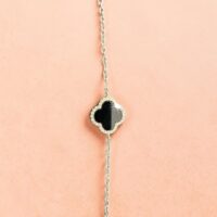 Pulsera Trébol Negro – Plata 925