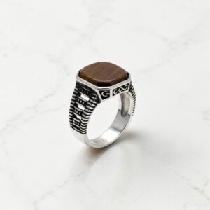 Anillo Piedra Marrón - Plata 925