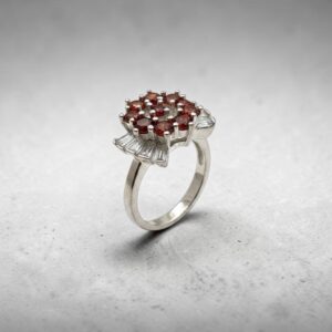 Anillo c/Cubic Rojo - Plata 925