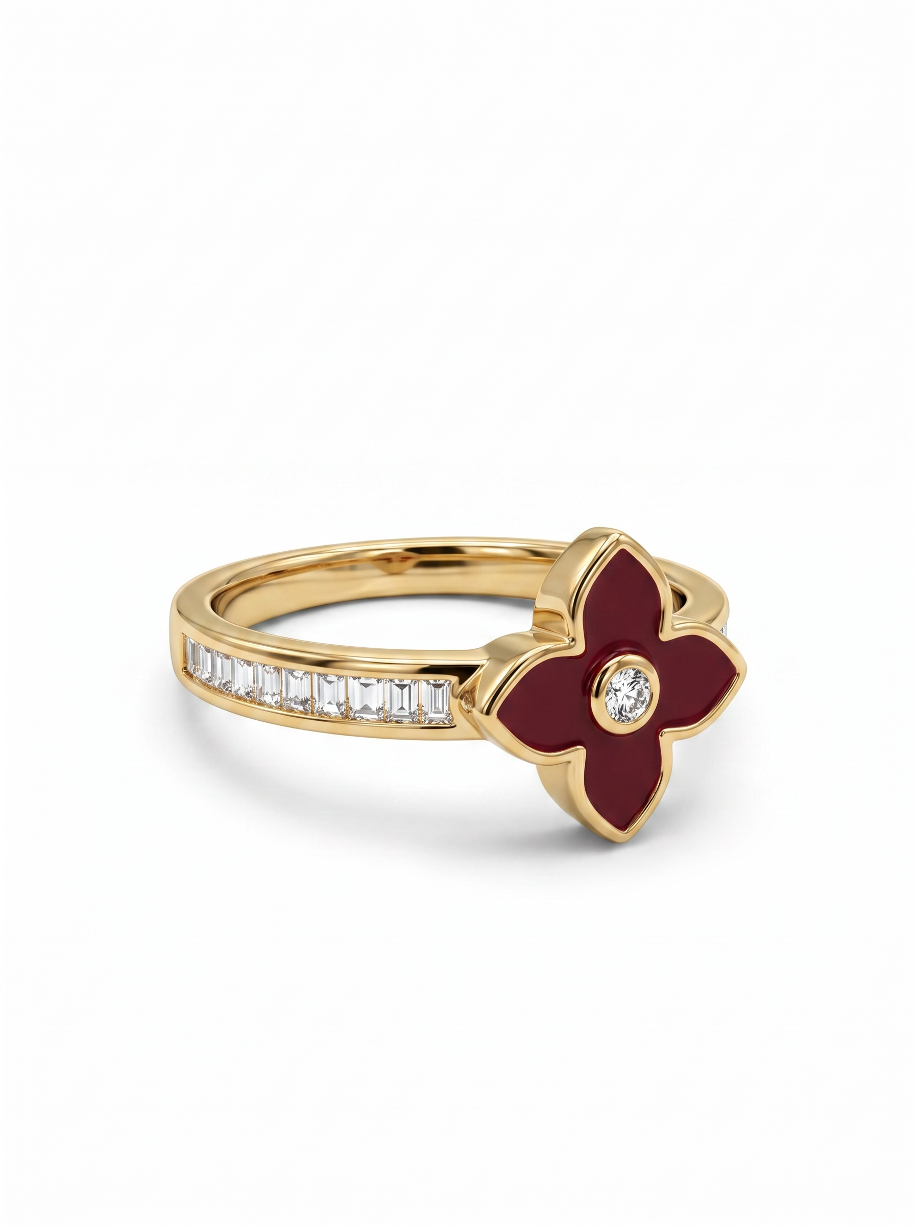 Anillo Trébol - Acero Dorado