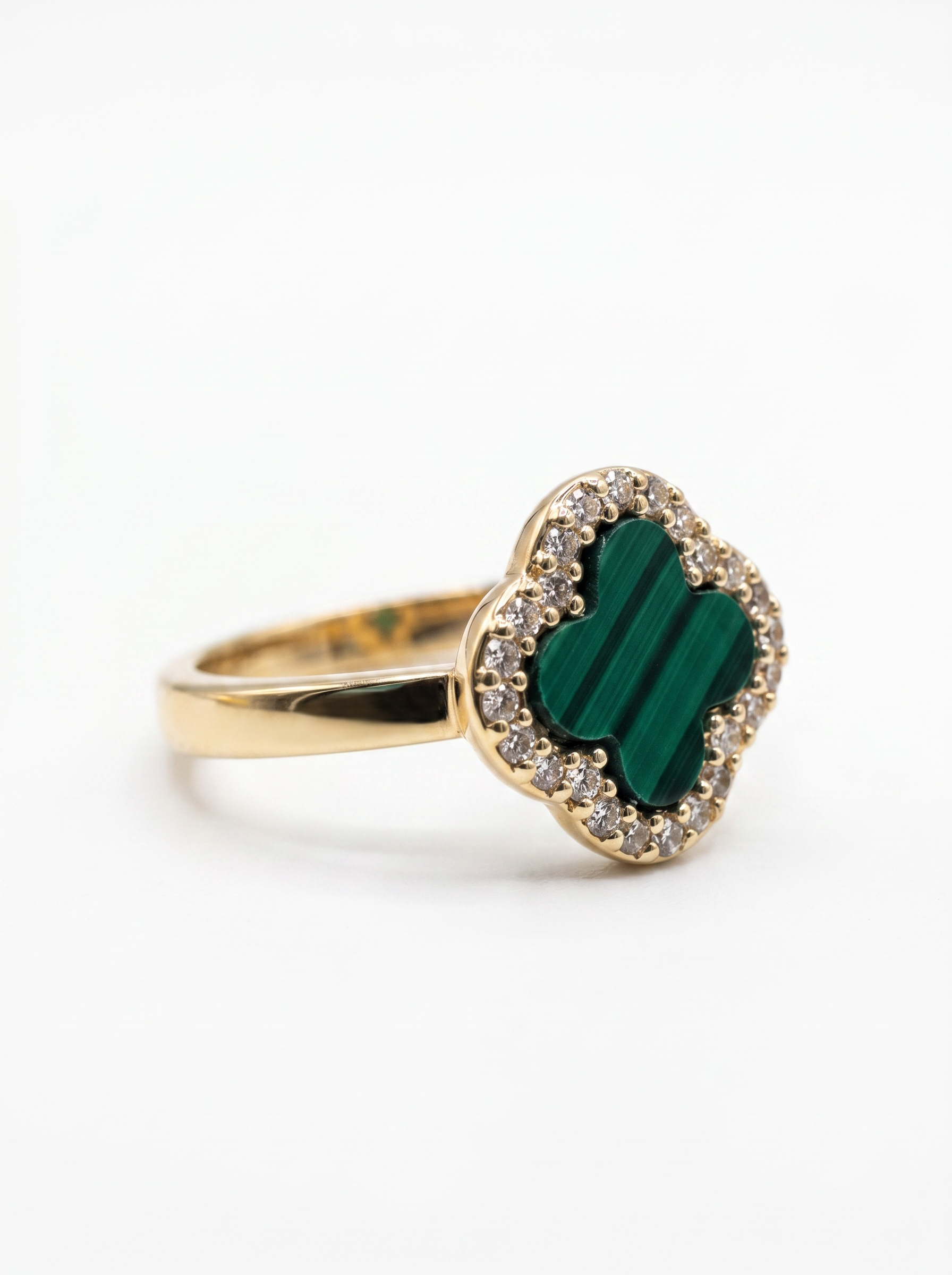 Anillo trébol - Acero Dorado