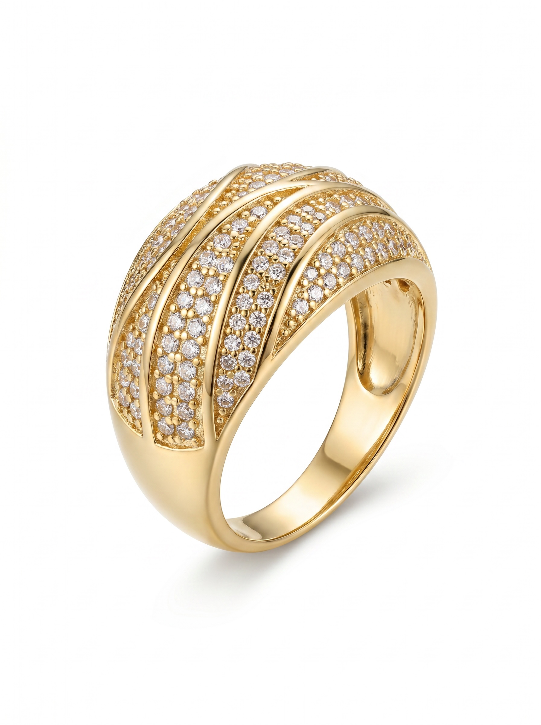 Anillo c/Cubic - Acero Dorado