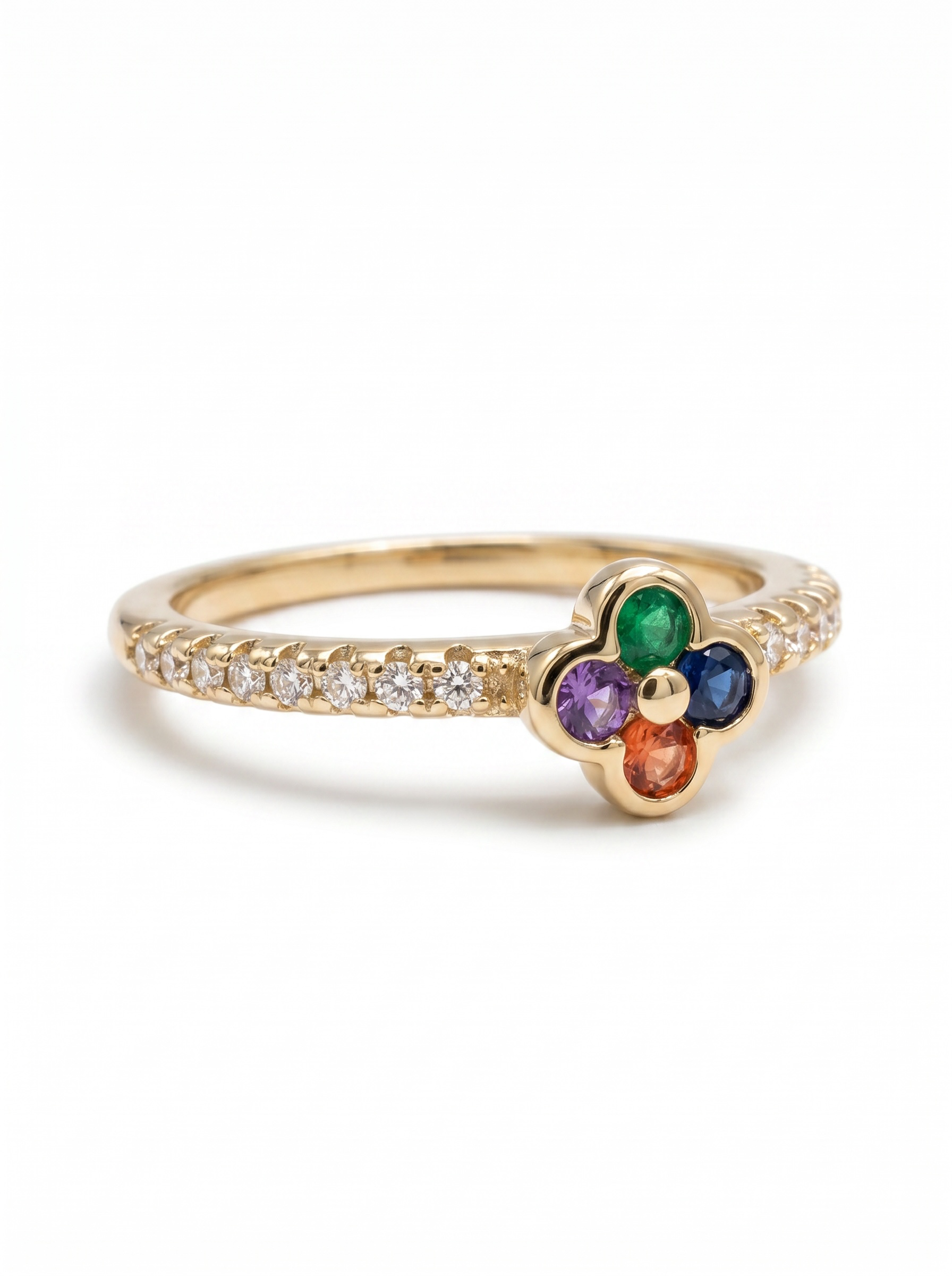 Anillo Trébol - Acero Dorado