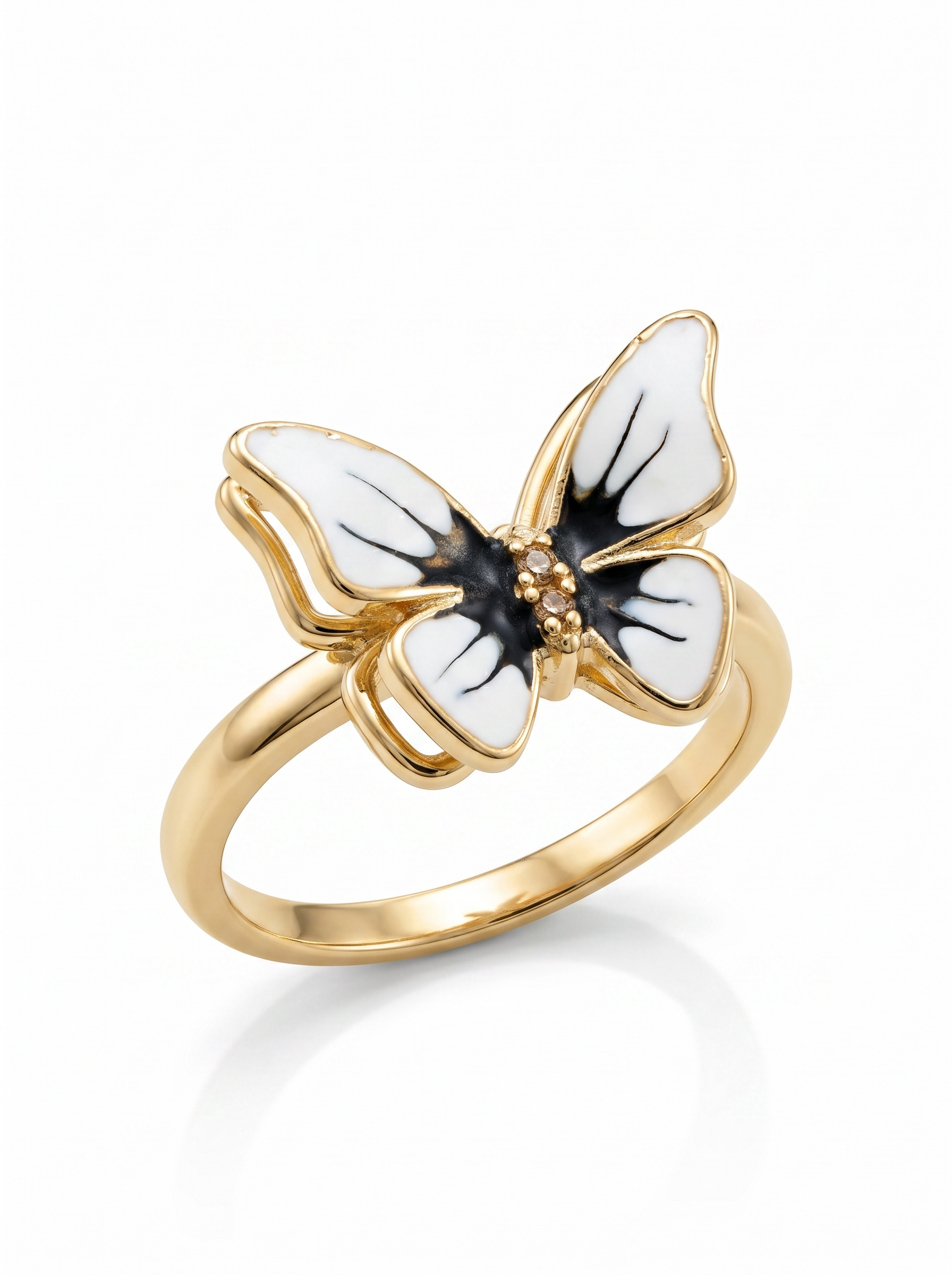 Anillo Mariposa Giratoria - Acero Dorado