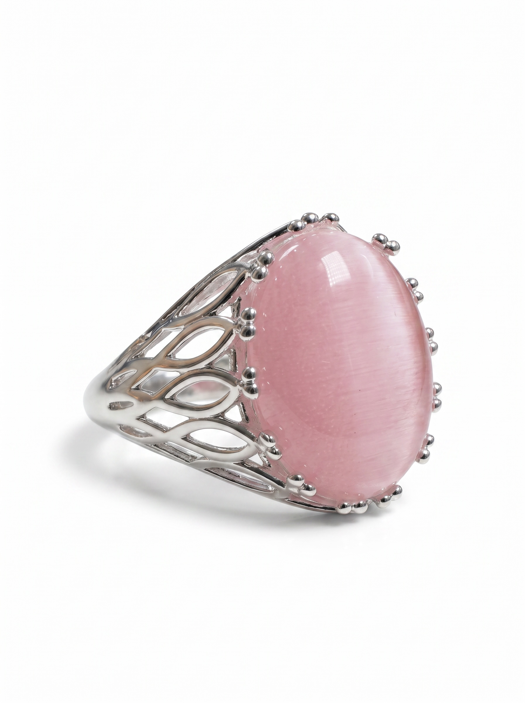 Anillo Oval Rosa - Acero