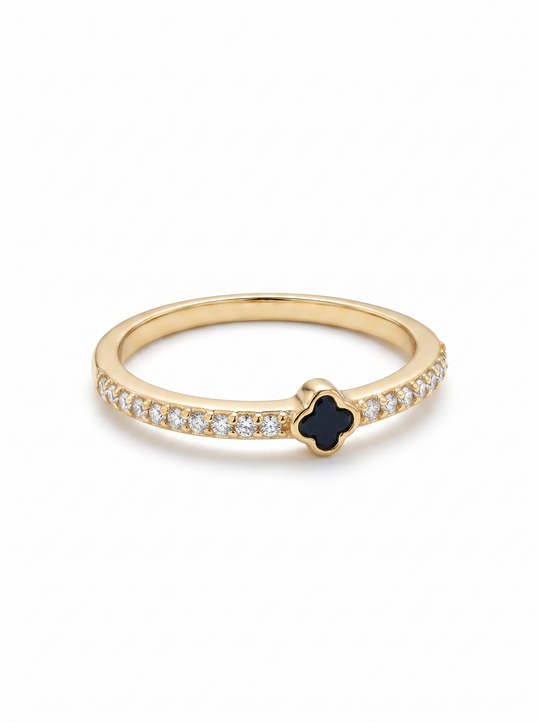 Anillo Trébol - Acero Dorado